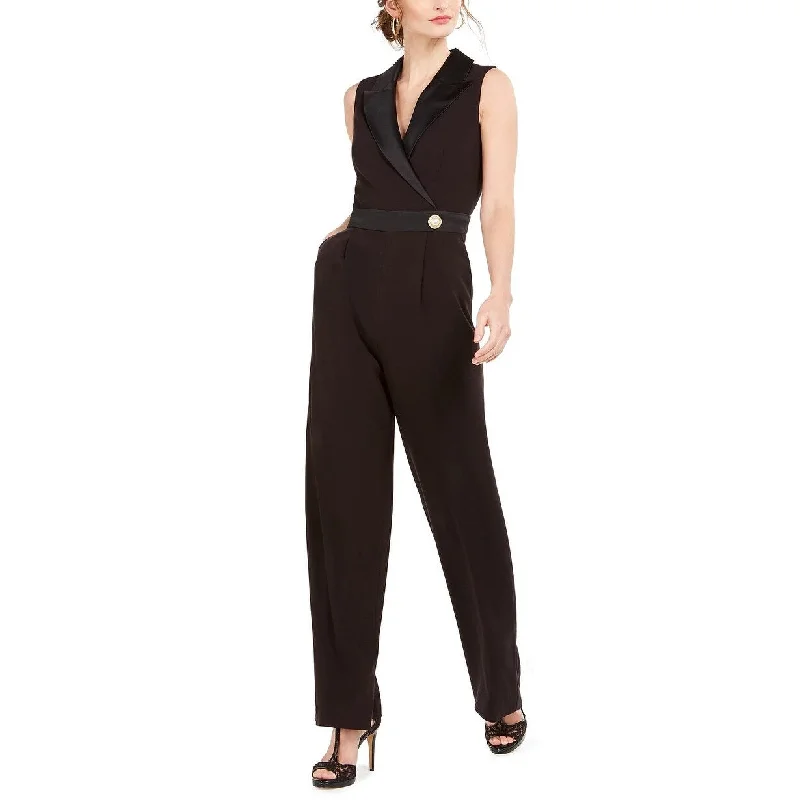 Women's Casual Flowy Dresses-Vince Camuto Women's Sleeveless Tuxedo Jumpsuit Black Size 12