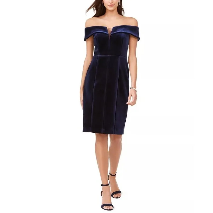 Women's Casual Picnic Dresses-Vince Camuto Women's Strapless Velvet Dress Navy Size 12