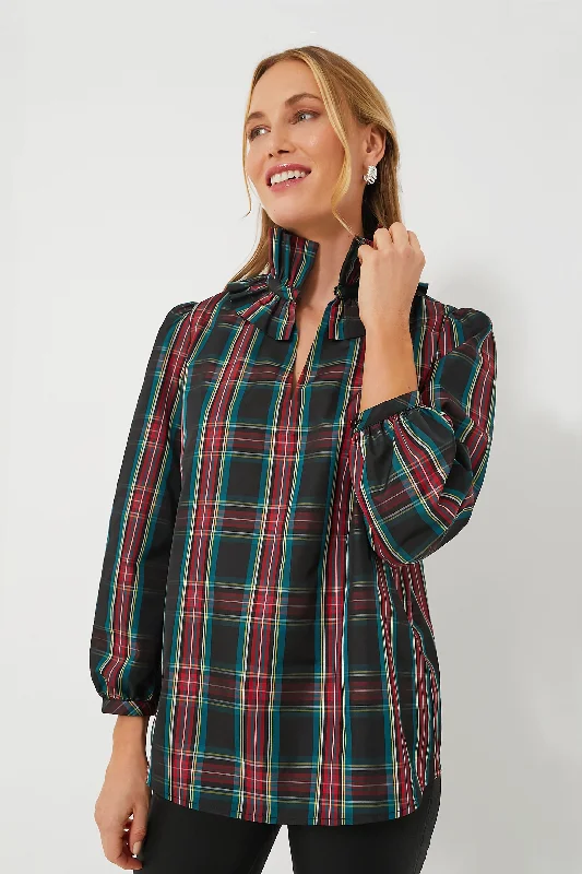 affordable shirts for men-Blouses and shirts with ruffle back -Women's Cutout Blouses-Highland Tartan Bouvier Blouse