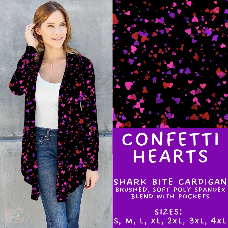 Women's Open Cardigans-Batch #252 - Valentines Day - Closes 12/11 - ETA late Jan - Confetti Hearts Cardigan