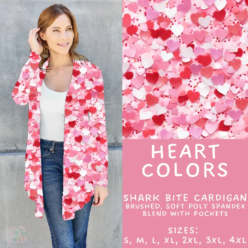 White open-front cardigan for ease-Women's Mini Denim Cardigans-Batch #252 - Valentines Day - Closes 12/11 - ETA late Jan - Heart Colors Cardigan