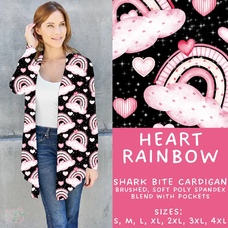 Acrylic acrylic cardigan for budget-Women's Relaxed Fit Cardigans-Batch #252 - Valentines Day - Closes 12/11 - ETA late Jan - Heart Rainbow Cardigan