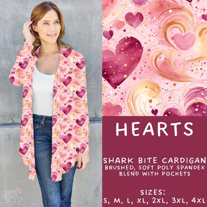 Acrylic blue cardigan for budget-Women's Layered Cardigans-Batch #252 - Valentines Day - Closes 12/11 - ETA late Jan - Hearts Cardigan