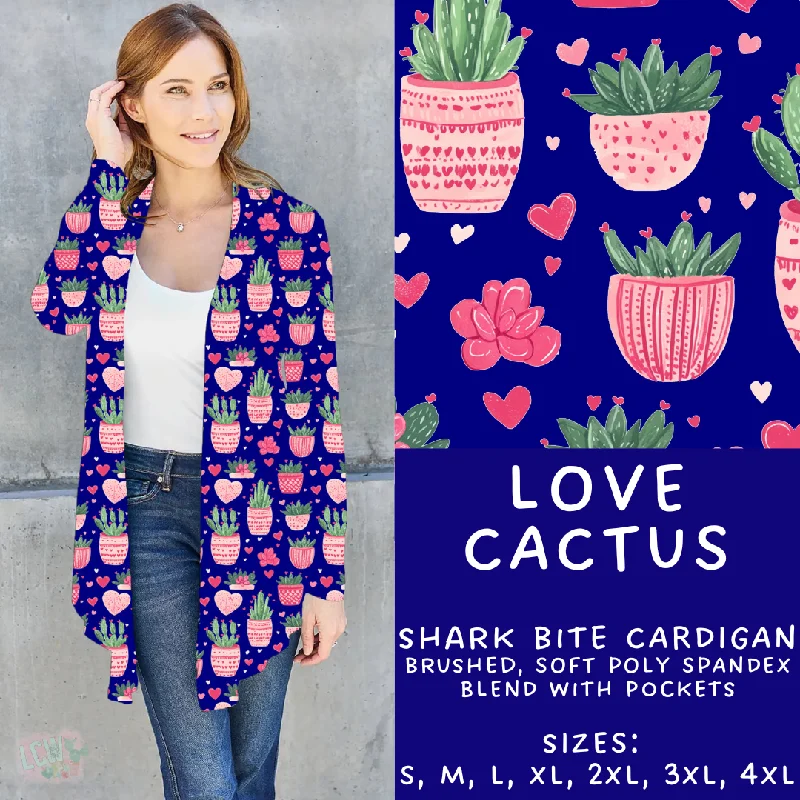 Button-up silk cardigan for classic-Women's Metallic A-Line Cardigans-Batch #252 - Valentines Day - Closes 12/11 - ETA late Jan - Love Cactus Cardigan