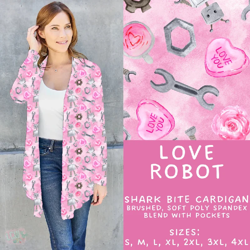 Silk pink cardigan for elegance-Women's Lounge Cardigans-Batch #252 - Valentines Day - Closes 12/11 - ETA late Jan - Love Robot Cardigan