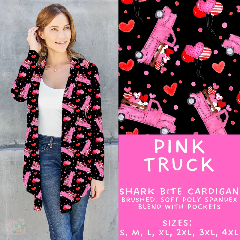 Cable-knit chunky cardigan for texture-Women's Metallic Denim Cardigans-Batch #252 - Valentines Day - Closes 12/11 - ETA late Jan - Pink Truck Cardigan