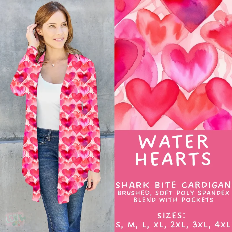 Linen red cardigan for summer-Women's Lace Ruffle Cardigans-Batch #252 - Valentines Day - Closes 12/11 - ETA late Jan - Water Hearts Cardigan