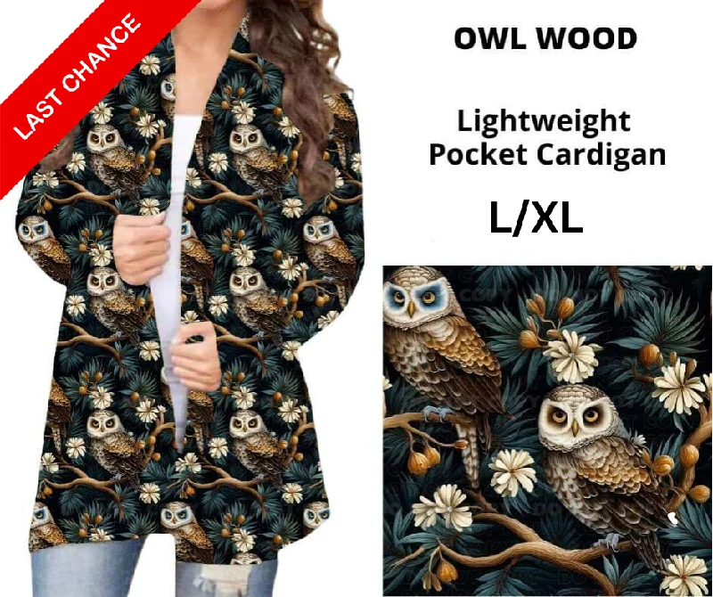 Knit white cardigan for spring-Women's Thermal Floral Cardigans-Owl Wood Pocket Cardigan