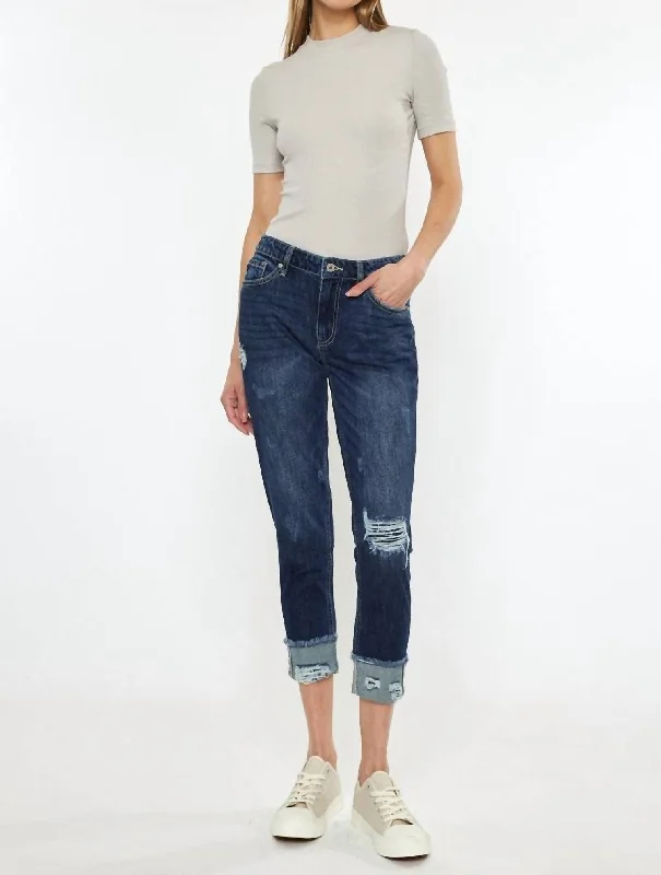 Comfortable sleep pants-Women's Professional Pants-Bernice High Rise Boyfriend Jeans In Medium Stone Wash