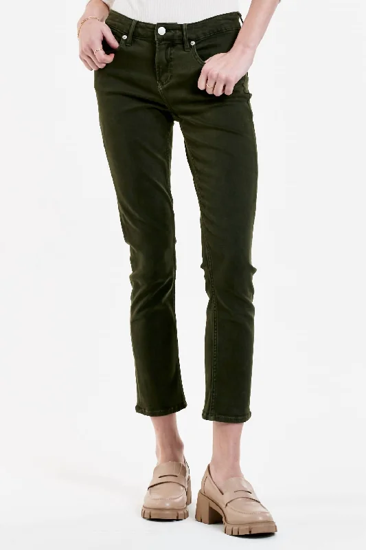 Soft cotton lounge pants-Women's Office Pants-Blaire High Rise Ankle Slim Straight Jeans In Pine