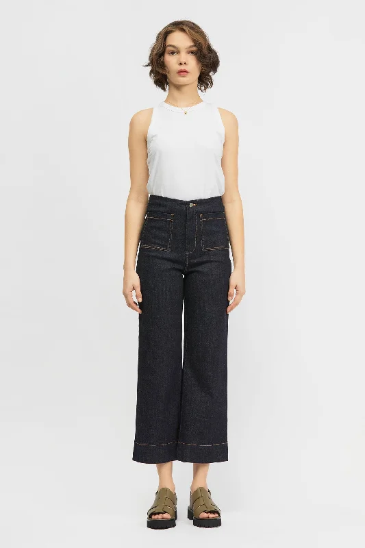 Elegant wide-leg trousers-Women's Spring Pants-Coole Jean Raw Indigo