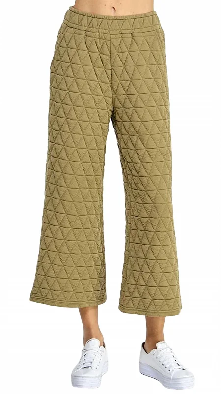 Eco-friendly bamboo pants-Women's Petite Pants-Cropped Quilted Pant - Reg/curvy In Olive