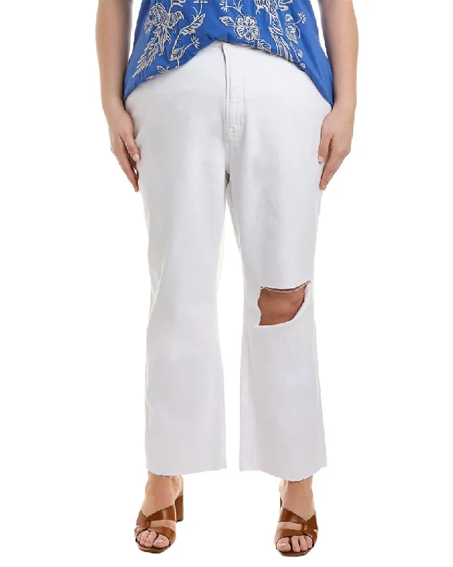 Bold floral chinos-Women's Solid Color Pants-GOOD AMERICAN Plus Icon White Crop Jean