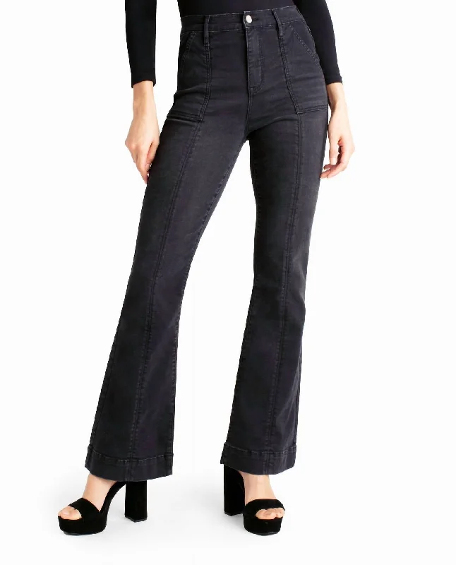 Soft cotton jogger pants-Women's Gradient Pants-Harlem High Rise Flare Jean In Nm Black