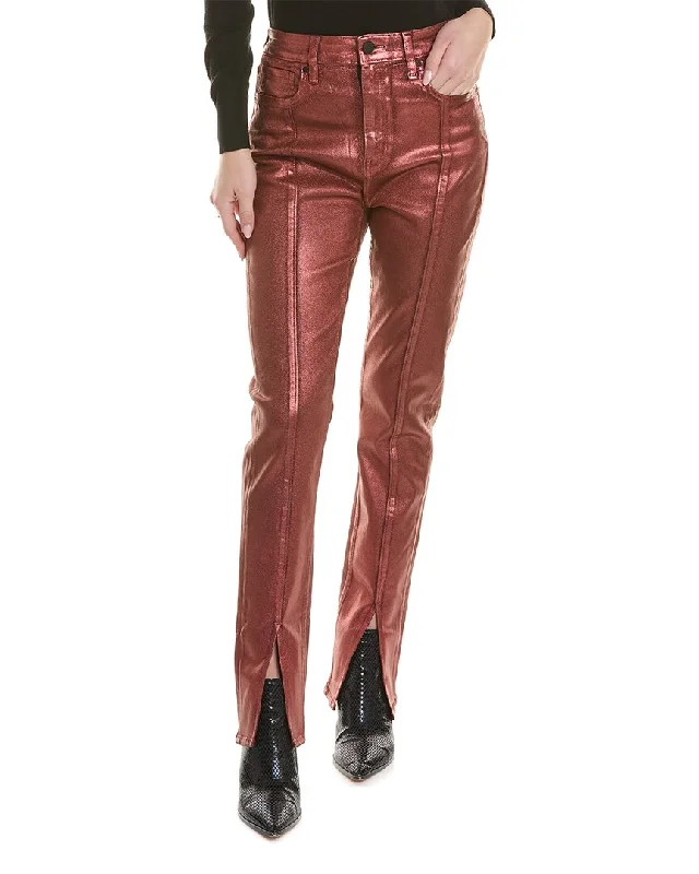 Stylish velvet jogger pants-Women's Faux Leather Pants-HUDSON Jeans Harlow Ultra High-Rise Cinnamon Glitter Cigarette Jean