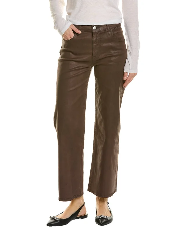 Casual khaki jogger pants-Women's Washed Pants-HUDSON Jeans Rosalie Chocolate Truffle High-Rise Wide Leg Jean