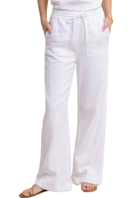 Warm cashmere culottes-Women's Loose Fit Pants-Laken Wide Leg Pants In White