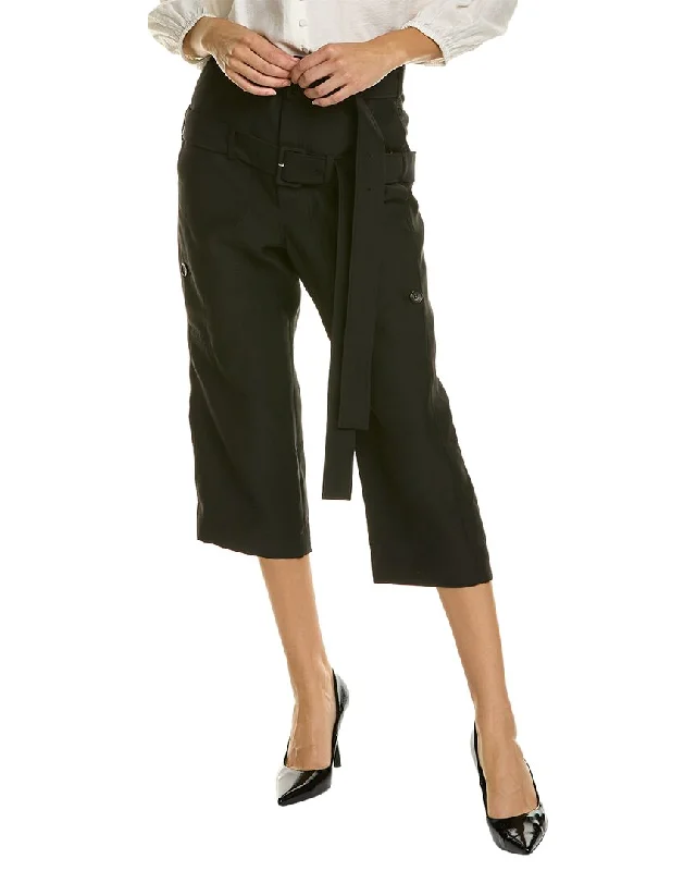 Trendy tie-dye pants-Women's Sailor Pants-LANVIN Belted Wool & Silk-Blend Pant