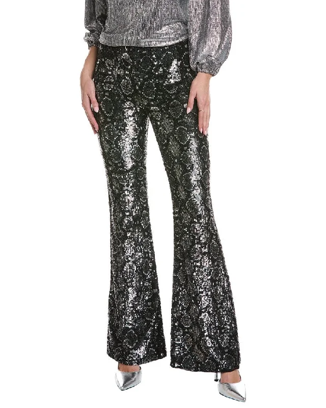 Durable work jogger pants-Women's Flare Leg Pants-Michael Kors Collection Sequin Pant