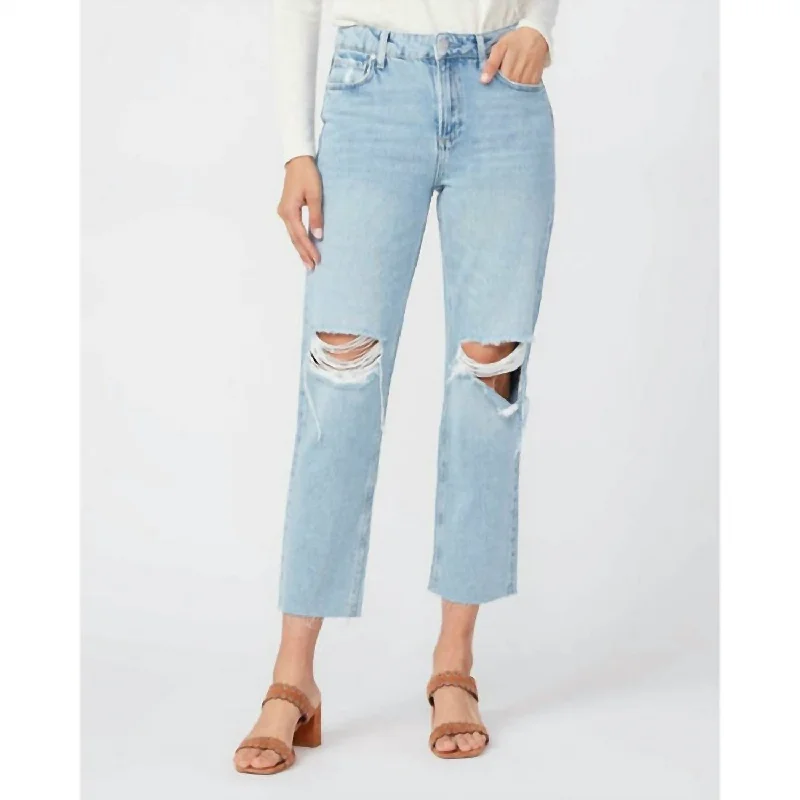 Casual denim pants-Women's Party Pants-Noella Staight Leg Raw Hem Jean In Doretta