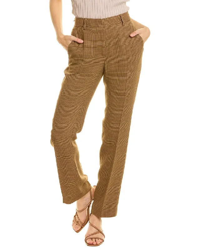 Retro velvet culottes-Women's Printed Leggings-Off-White Plaid Wool-Blend Trouser