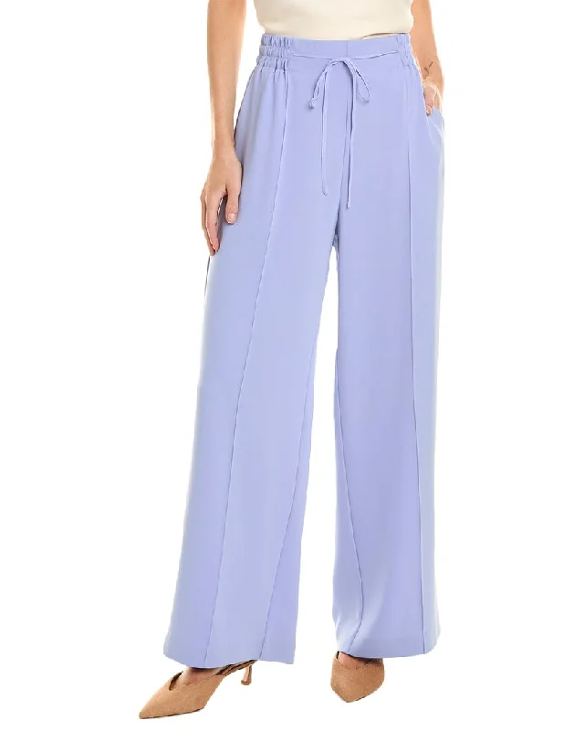 Soft modal lounge pants-Women's Office Pants-Oscar de la Renta Tie Waist Silk-Blend Pant