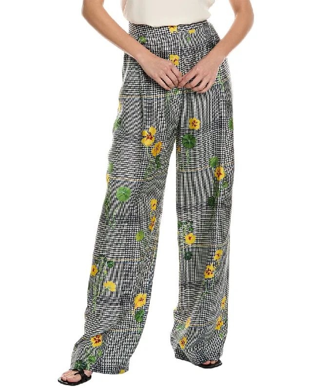 Chic high-waisted joggers-Women's Glitter Pants-Oscar de la Renta Wide Leg Silk Trouser