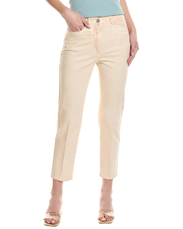 Warm corduroy winter pants-Women's Pastel Pants-Peserico Dusty Pink Straight Jean