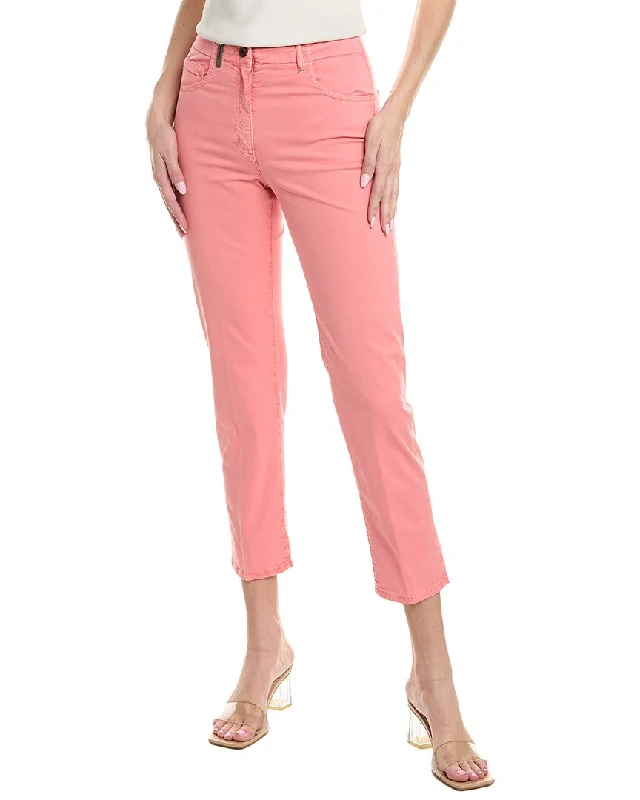 Retro leather flare pants-Women's Belted Pants-Peserico Pant