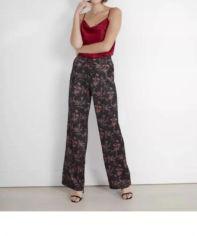 Warm winter fleece pants-Women's Patterned Pants-Solynne Pant In Black Multi