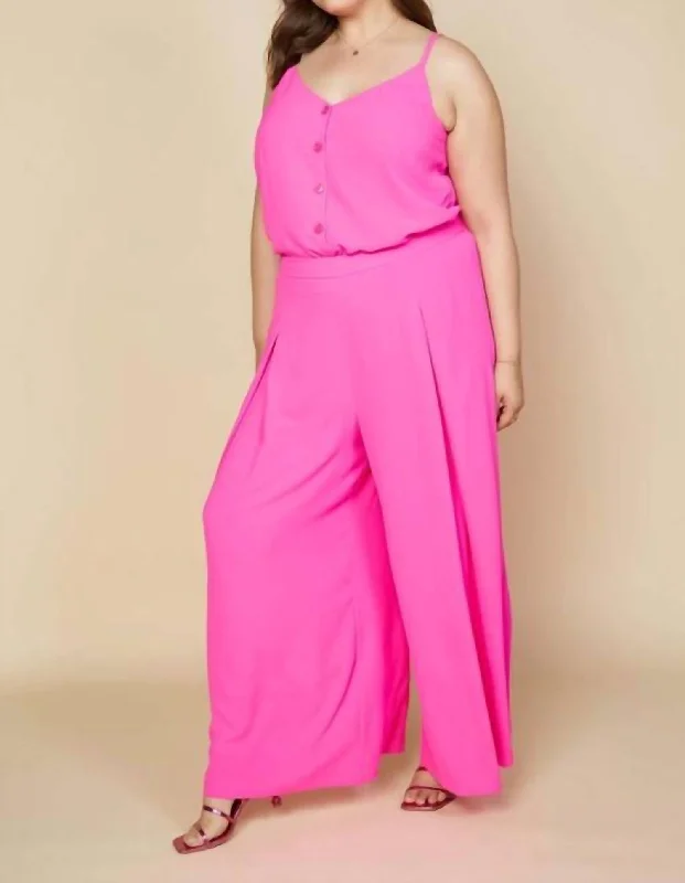 Tailored wool dress pants-Women's Stretch Pants-Ultra Pink Palazzo Pants