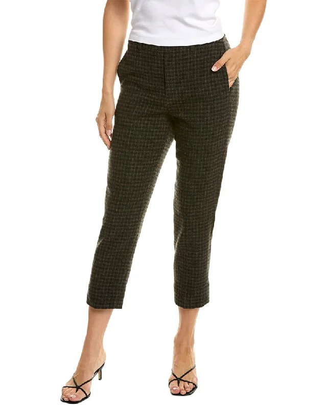 Soft satin jogger pants-Women's Professional Pants-Vince Check Plaid Wool & Cashmere-Blend Easy Pant