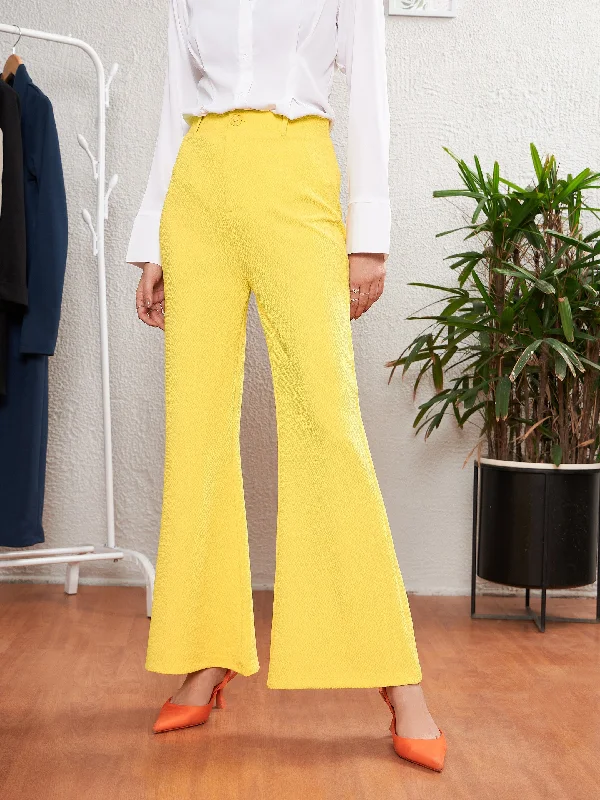 Flowy boho pants-Women's Stylish Pants-Women Yellow Bell Bottom Pants