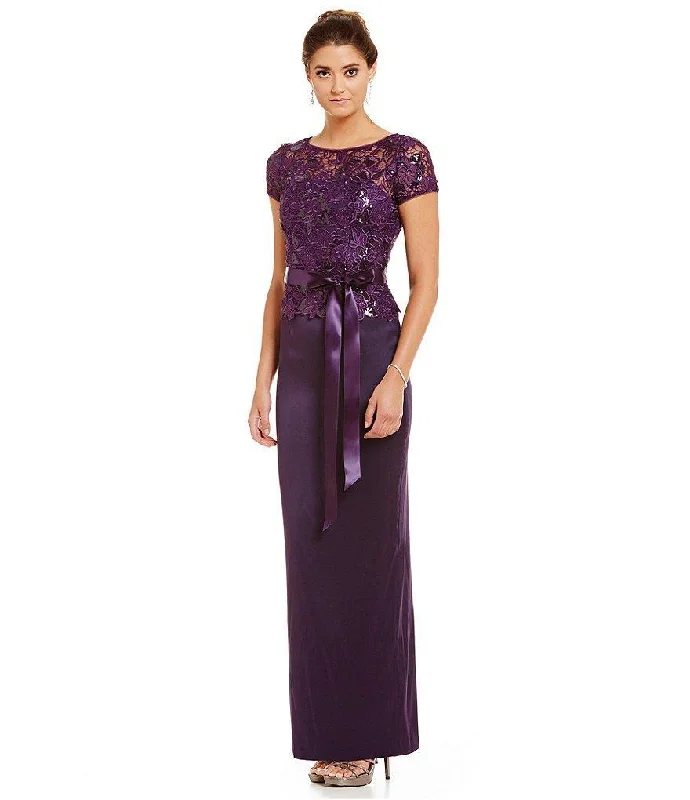 Evening dress for evening poise-Women's Applique Evening Gowns-Adrianna Papell - Lace Long Dress 81929760