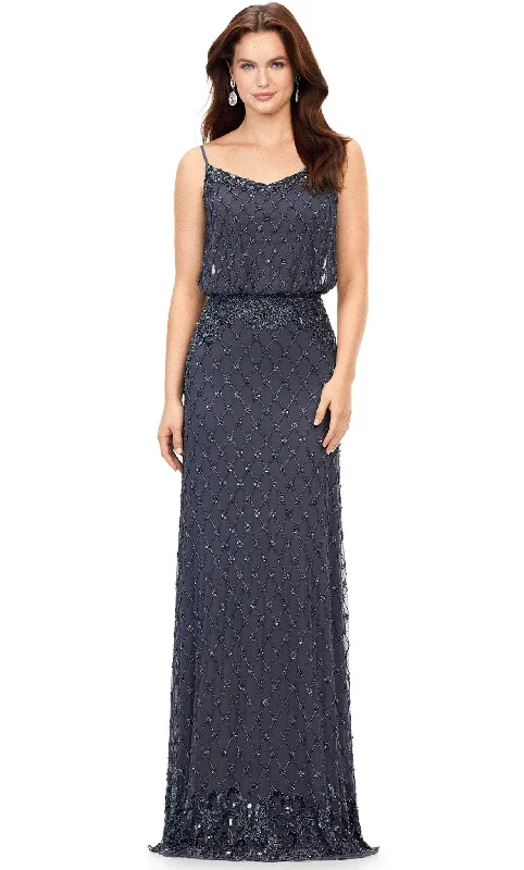 Evening dress with lace straps-Women's Formal Evening Dresses-Ashley Lauren 11206 - Blouson Beaded Formal Dress